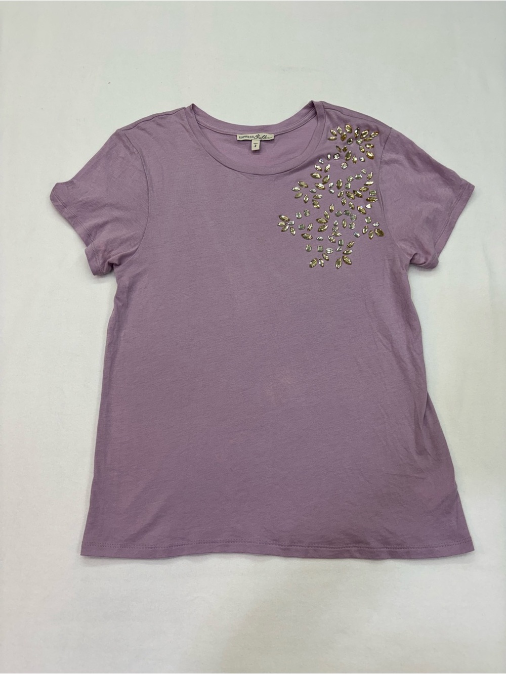 Express Lavender Short-Sleeve Tee with Gold Embellishments